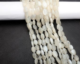 Faceted Oval Moonstone Beads: Handmade, 8-inch Strand (11-14mm)