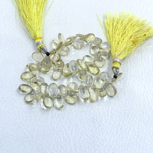 40 pieces lemon quartz, drilled gemstone beads, quartz gemstone beads, pear shape smooth gemstone beads, size 6X8-6X12 mm lemon quartz image 1
