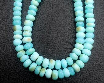 Blue Opal Rondelle Beads: Handmade Gemstone Strand (6-8mm) 8 inch