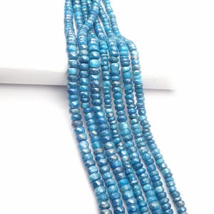 Blue Moonstone Beads, drilled beads, Rondelle Beads, 8 inch beads, Faceted Beads, Natural Coated Moonstone Beads, Jewelry Making beads