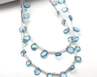 London Blue Topaz Pear Beads: Smooth Gemstone Jewelry Making (6-8 MM) 8 inch