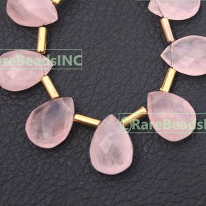 Pear Rose Quartz Beads: 10-Piece Lot, 10x14mm Drilled Gemstone