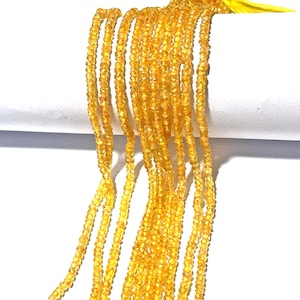 Yellow Sapphire beads, Faceted beads, Size 1.5-2.5 MM 8 inch, drilled beads, Natural AAA+ Sapphire beads, Rondelle Beads, Gemstone Beads