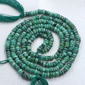 Emerald Beads, smooth beads, Rondelle Beads, 13 Inch Stand Size 4-5 mm beads, Natural Emerald Beads, gemstone beads, handmade beads