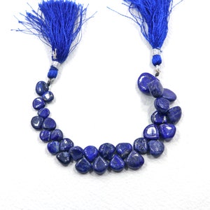 Lapis lazuli beads - Natural Lapis Lazuli Beads - size 6-13 MM 5 inch - smooth beads - heart shape Beads - drilled beads - handmade Beads