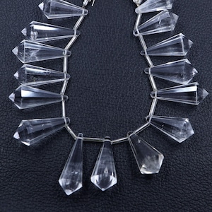 crystal quartz beads, gemstone beads, size 12X26-14X33 MM 4 inch, Faceted beads, fancy shape beads, drilled beads, natural crystal beads