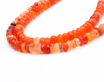 Natural Mexican Fire Opal Rondelle Beads: Faceted Gemstone, 8 Inch 4-7 MM