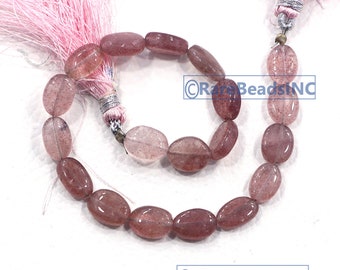 Strawberry Quartz Beads Smooth Oval Gemstone Beads 8 inch Strand (7X10-8X11 MM) For Jewelry