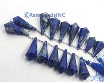 Brin de 15 pièces Perles naturelles de lapis-lazuli taille 14X30-17X43 MM perles de pierres précieuses percées perces de forme fantaisie Lapis lazuli Collier perles makking