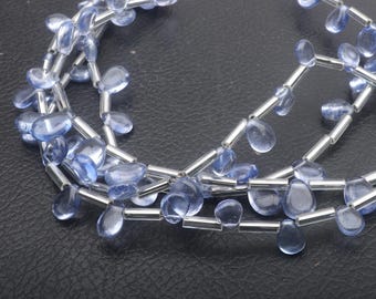 Tanzanite Topaz Pear Beads: Smooth Gemstone Strand (6-9 MM) 8 inch