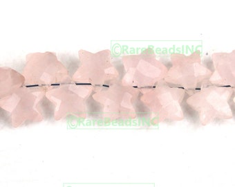 Star Rose Quartz Beads, 9mm Faceted Gemstone, 10 Pieces