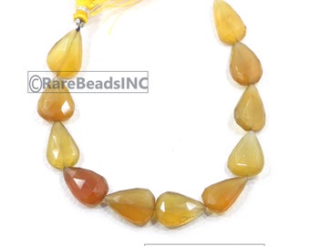 10-pieces strand yellow Chalcedony beads size 11X17-12X18 MM gemstone beads faceted drilled beads pear shape beads Chalcedony bracelet beads