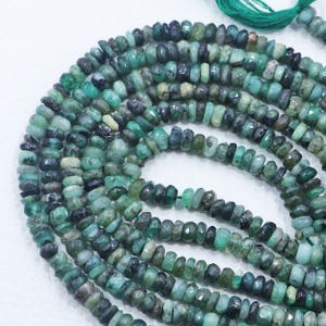 Emerald Beads, Faceted Beads, Rondelle Beads, Size 3 MM 13 Inch Stand, Natural Emerald Beads, Faceted Beads, Wholesale Beads For Jewelry