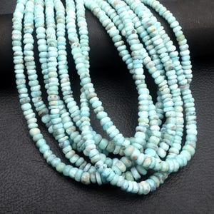 Faceted Larimar Rondelle Beads: Natural Gemstone Strand (4-6mm, 16 Inch)
