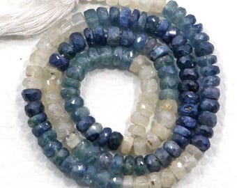 Collier De Perles Rondelles Facettées En Saphir Bleu Naturel - Longueur 16 Pouces - Réglable Et Fait Main En Inde