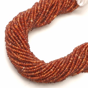 Hessonite Garnet beads, faceted beads, gemstone beads, drilled beads, natural garnet beads, size 3-4 mm 13 inch strand, rondelle beads