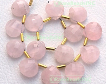 Rose Quartz Heart Beads: 14mm Gemstone Jewelry Making (10 Pieces)