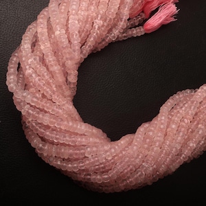 Rose Quartz Beads, faceted beads, gemstone beads, drilled beads, natural rose quartz beads, Size 6-7 MM 13 inch beads, rondelle beads