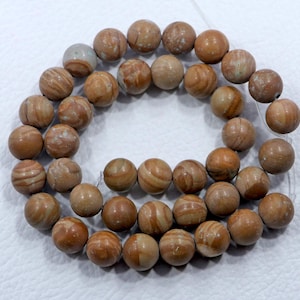 Picture Jasper Beads, Round Beads, Semi Precious Beads, Loose Beads, Smooth Beads, Size 8 MM 15 Inch Stand, Handmade Beads For Jewelry