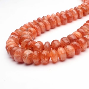 Orange Sunstone Rondelle Beads: Smooth Gemstone Jewelry Beads (8 inch 6-8 MM)