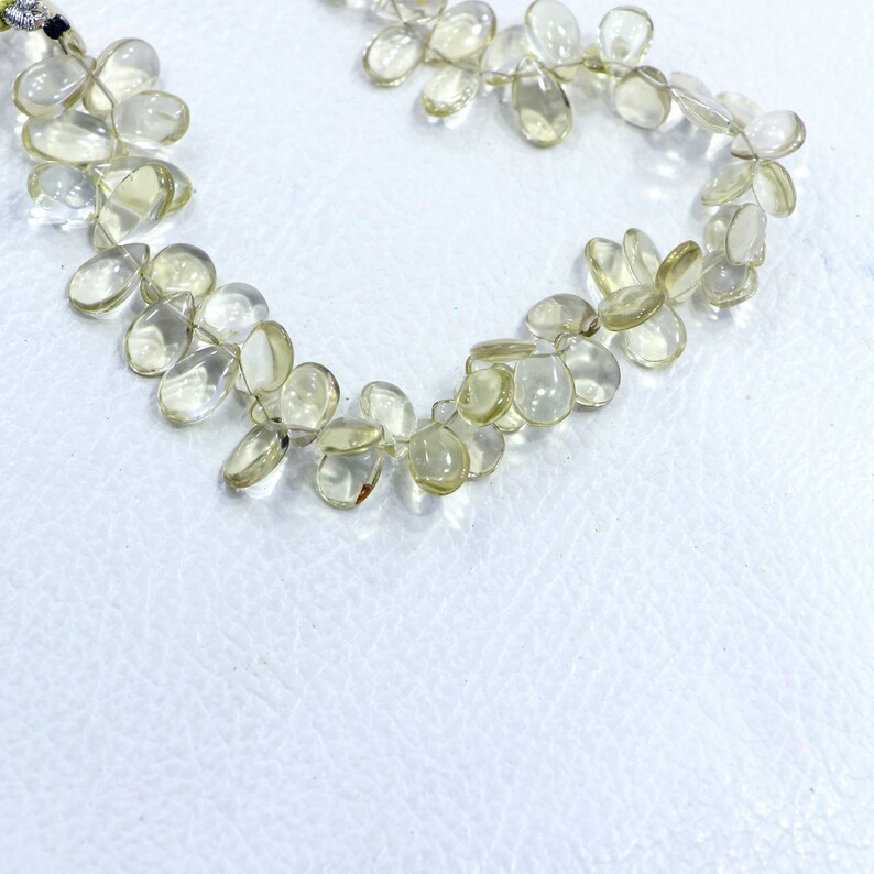 40 pieces lemon quartz, drilled gemstone beads, quartz gemstone beads, pear shape smooth gemstone beads, size 6X8-6X12 mm lemon quartz image 8