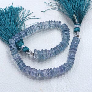 blue quartz Beads, drilled gemstone, wheel shape Beads, faceted beads, size 6-9 mm 7 inches strand, blue quartz stone, Handmade Beads