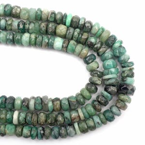 Faceted Emerald Rondelle Beads: Natural Gemstone Jewelry Making, 16 Inch Strand