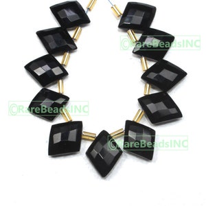 Black Onyx Beads, drilled beads, onyx gemstone beads, rhombus shape faceted gemstone onyx beads, size 12X16 mm onyx beads 10 pieces