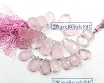 20-pieces strand Rose quartz beads size 10X15-13X23 MM faceted beads gemstone pear shape drilled beads Rose quartz nacklace makking beads