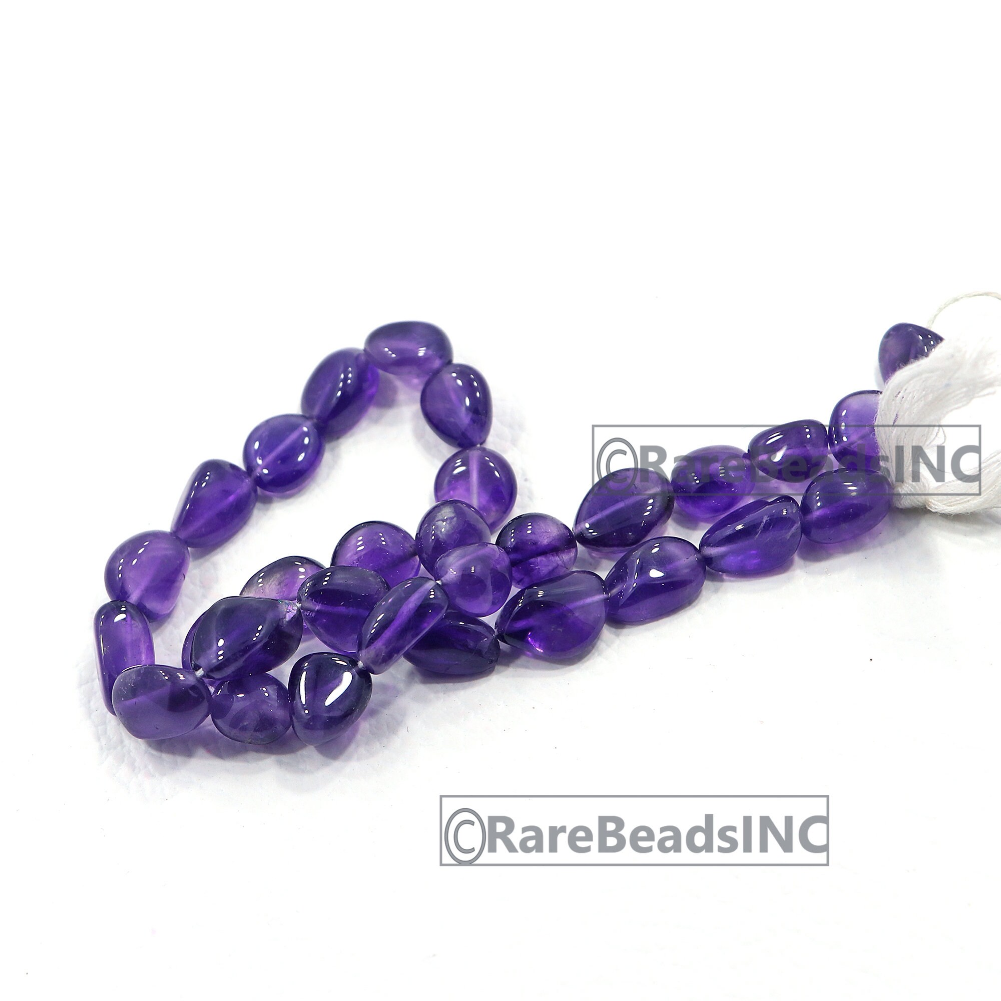 天然アメジストタンブルビーズ：13インチの宝石ストランド（9X10-7 x