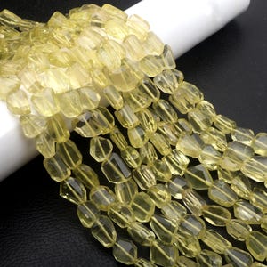 Lemon Quartz Beads, Faceted beads, gemstone beads, drilled beads, Quartz beads, Size 9-12 MM 8 inch Strand, Nuggets beads, Gemstone Beads