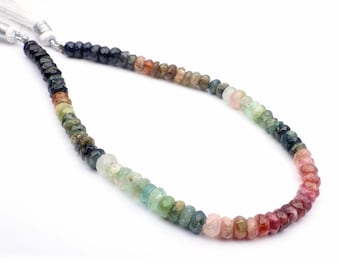 Faceted Multi Tourmaline Rondelle Beads: Natural Gemstone, 5mm, 8 Inch