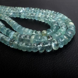 Aquamarine beads, faceted beads, natural aquamarine beads, drilled beads, Size 4-5 mm 8 inch strand, rondelle beads, handmade beads