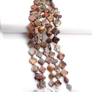 Koraliki z agatu Crazy Lace: kształt koniczyny, sznur 8 cali