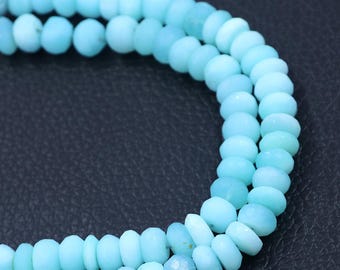 Blue Opal Rondelle Beads: 7mm Faceted Gemstone Strand 13 inch