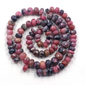 Rhodonite beads, Drilled Beads, size 6-8 MM 16 inch Strand, faceted Beads, rondelle shape, Natural rhodonite beads, Wholesale Beads Jewelry