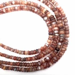 Chocolate moonstone Beads Size 4-5 MM 8 inch Strand, Rondelle Beads, Drilled Beads, Handmade Beads, Natural Moonstone Beads,