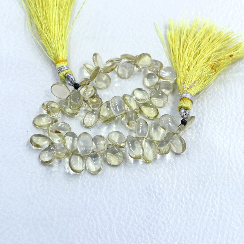 40 pieces lemon quartz, drilled gemstone beads, quartz gemstone beads, pear shape smooth gemstone beads, size 6X8-6X12 mm lemon quartz image 6