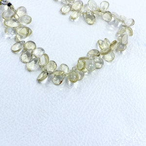 40 pieces lemon quartz, drilled gemstone beads, quartz gemstone beads, pear shape smooth gemstone beads, size 6X8-6X12 mm lemon quartz image 3