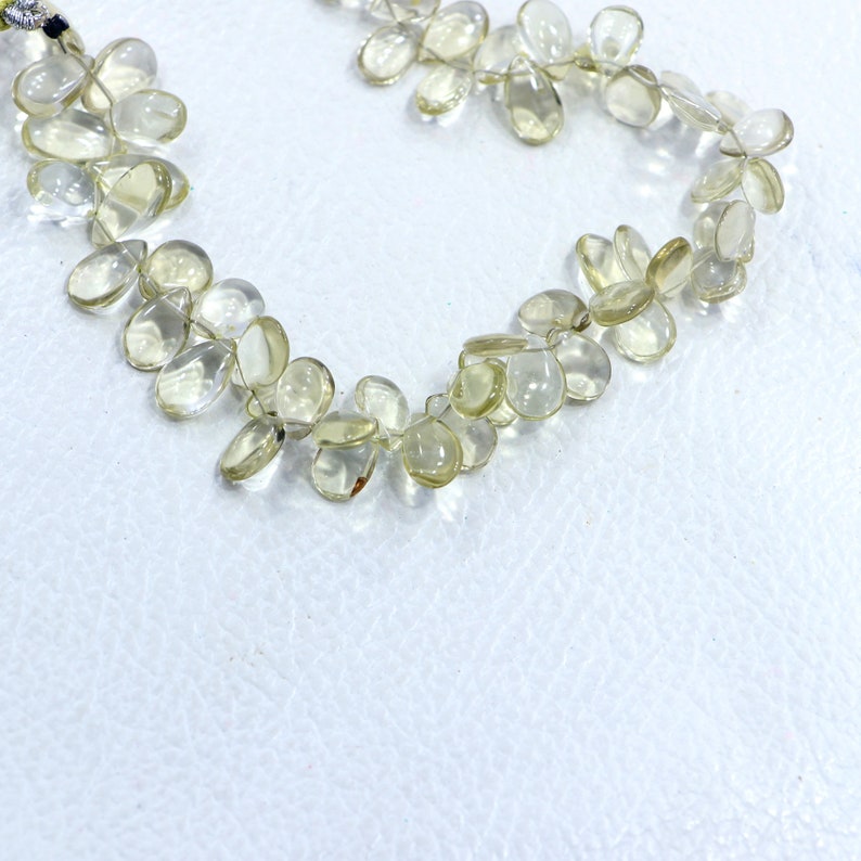 40 pieces lemon quartz, drilled gemstone beads, quartz gemstone beads, pear shape smooth gemstone beads, size 6X8-6X12 mm lemon quartz image 3