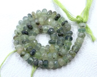 Natural Prehnite Beads Faceted Rondelle Beads 5-6 mm 13 Inch Strand Handmade Bead