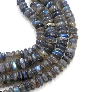 Labradorite beads, gemstone beads, size 6-7 MM 8 inch strand, faceted beads, rondelle shape, drilled beads, Natural Blue Labradorite Beads
