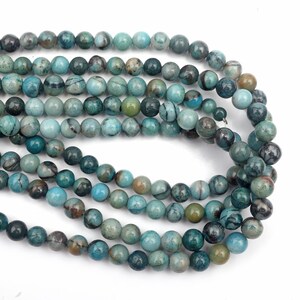 Chrysocolla Round Beads: Natural Gemstone Strand (5-6mm, 16 inch)