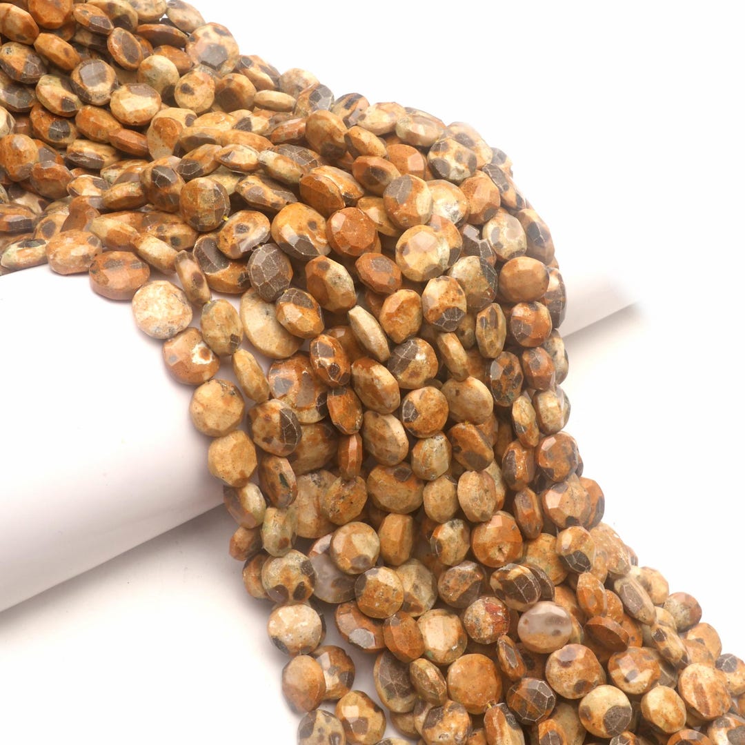 Faceted Tiger Skin Jasper Coin Beads - 8 Inch Strand - Etsy
