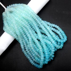 Aqua Chalcedony Beads, Smooth beads, gemstone beads, drilled beads, Rondelle beads, Size 8 MM 8 inch beads, Necklace Beads, Jewelry Making