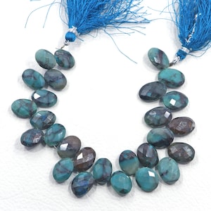 Faceted Chrysocolla Beads: Natural Oval Gemstone Strand (10X13-10X15 MM) 8 inch