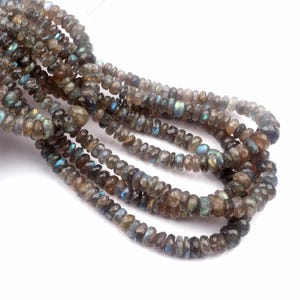 Faceted Labradorite Rondelle Beads: Natural Gemstone Strand (6-9mm) 16 inch