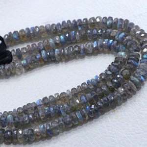 Faceted Labradorite Rondelle Beads: 5-6mm, 13-inch Strand