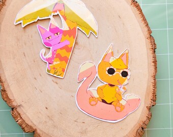 Animal Crossing Cat Tropical Island Getaway Stickers