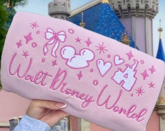 DisneyWorld Embroidered Crewneck Sweatshirt,Disneyland Bow Sweater, Pink DisneyWorld Sweatshirt, DisneyWorld Sweatshirt, Sweethearts Nite.